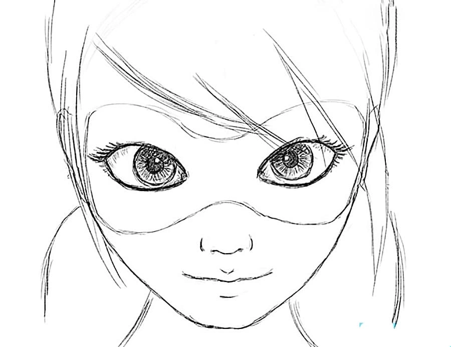 Marinette in a mask coloring page